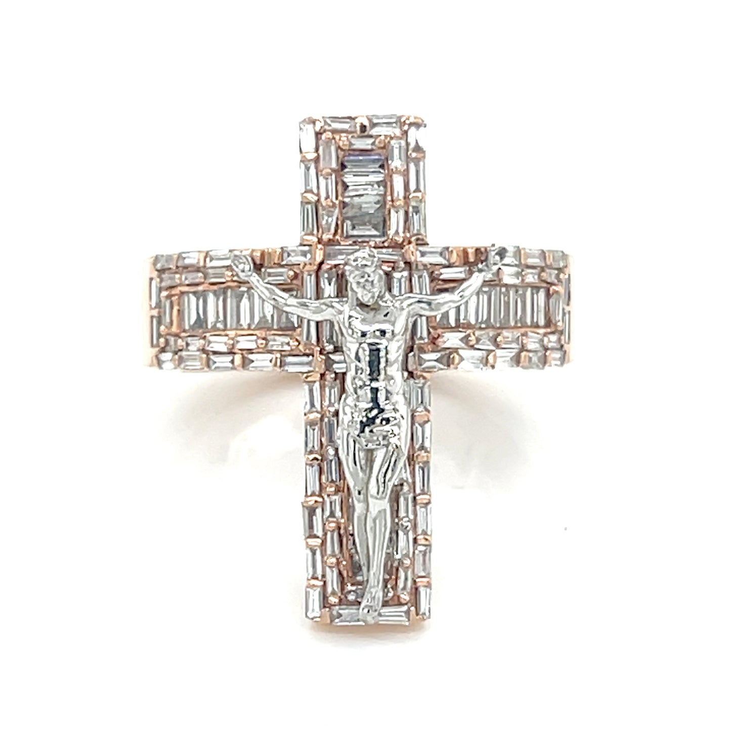 2 CT Diamond Crucifix Mens Ring 14k Gold