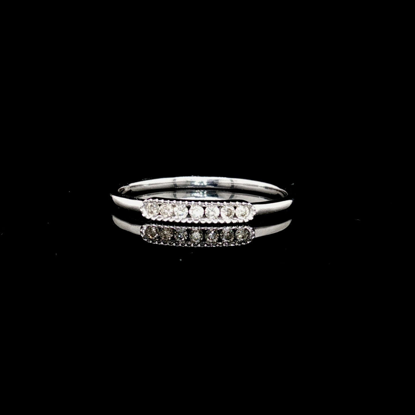 10K White Gold and Diamond Dainty Ring