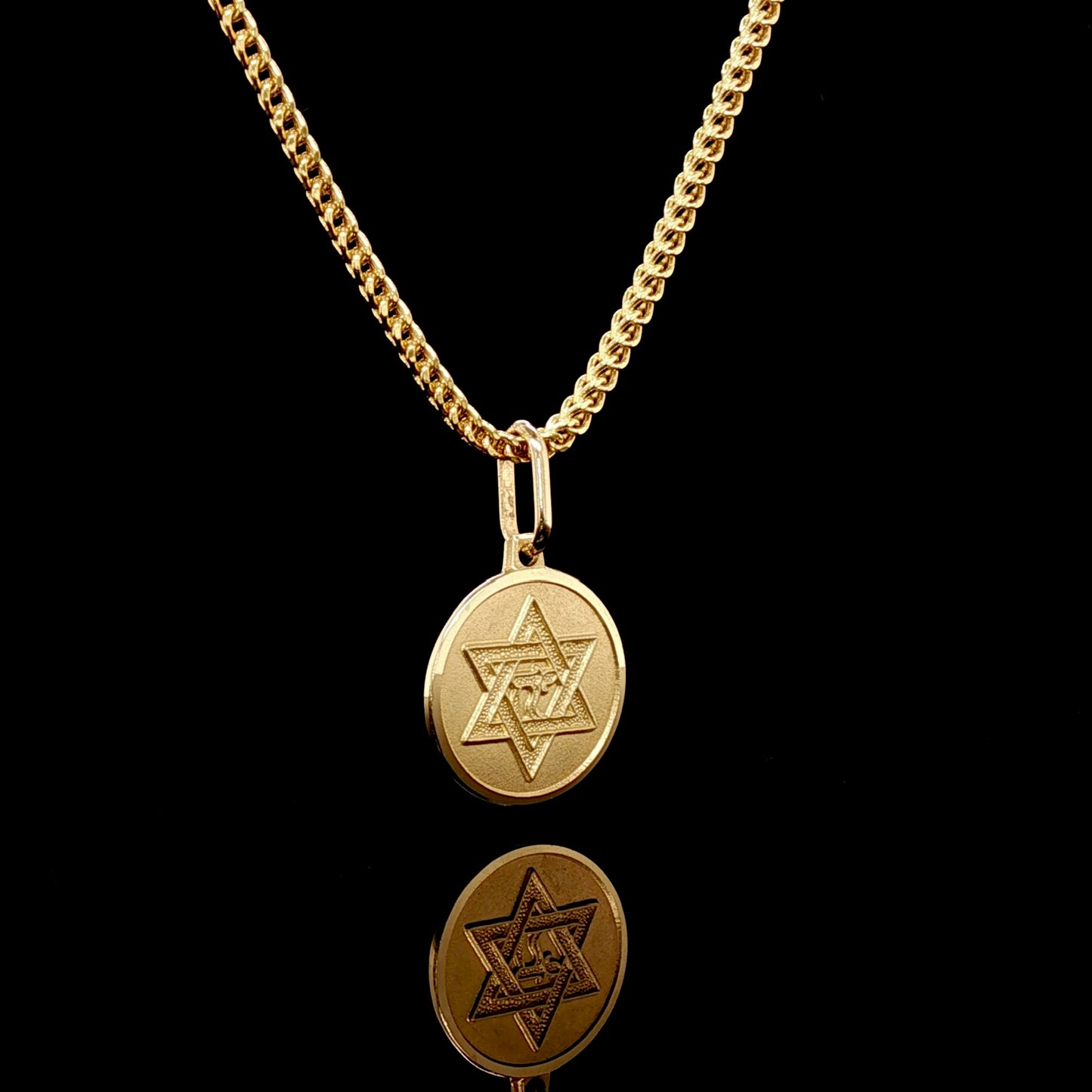 14K Solid Star of David Medallion