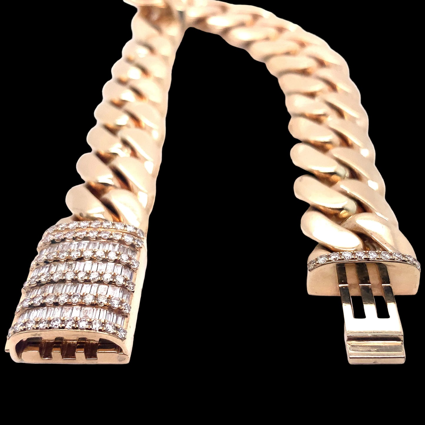 Cuban Link Bracelet 14k Gold with Diamond Lock