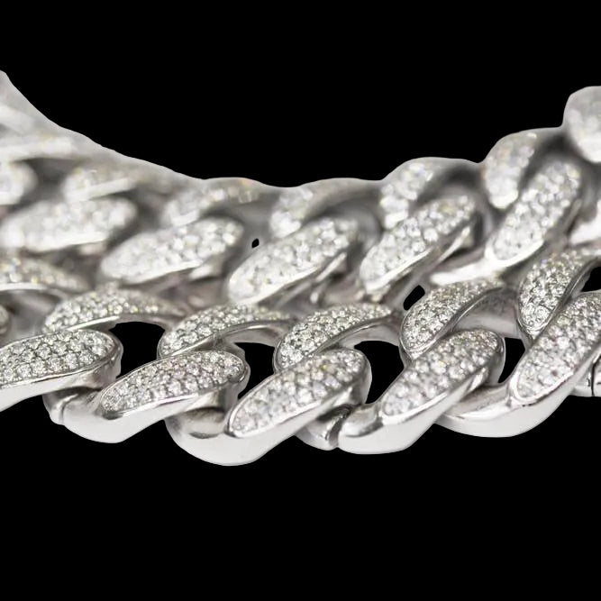 14MM Silver CZ Cuban Link Chain - Johnny Dang & Co