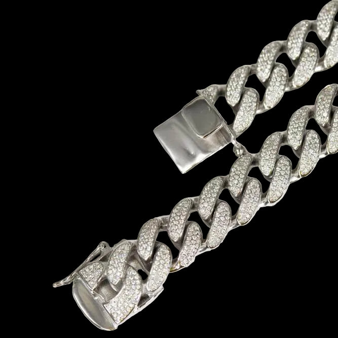 14MM Silver CZ Cuban Link Chain - Johnny Dang & Co
