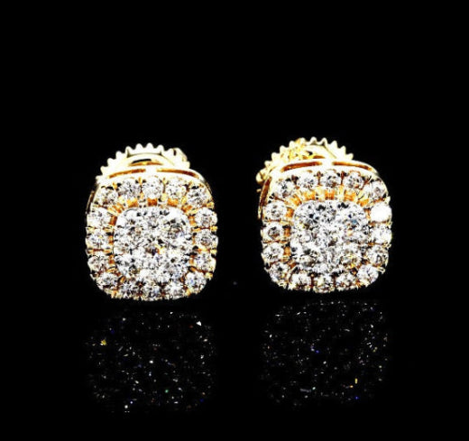 Square Halo Diamond Earrings