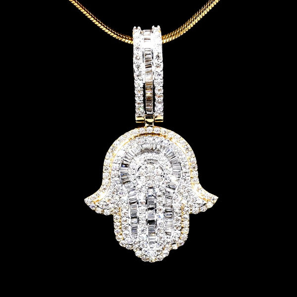 14K Gold Diamond Hamsa Pendant