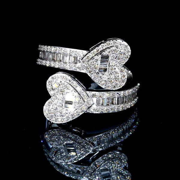 Diamond Hearts Wrap Ring