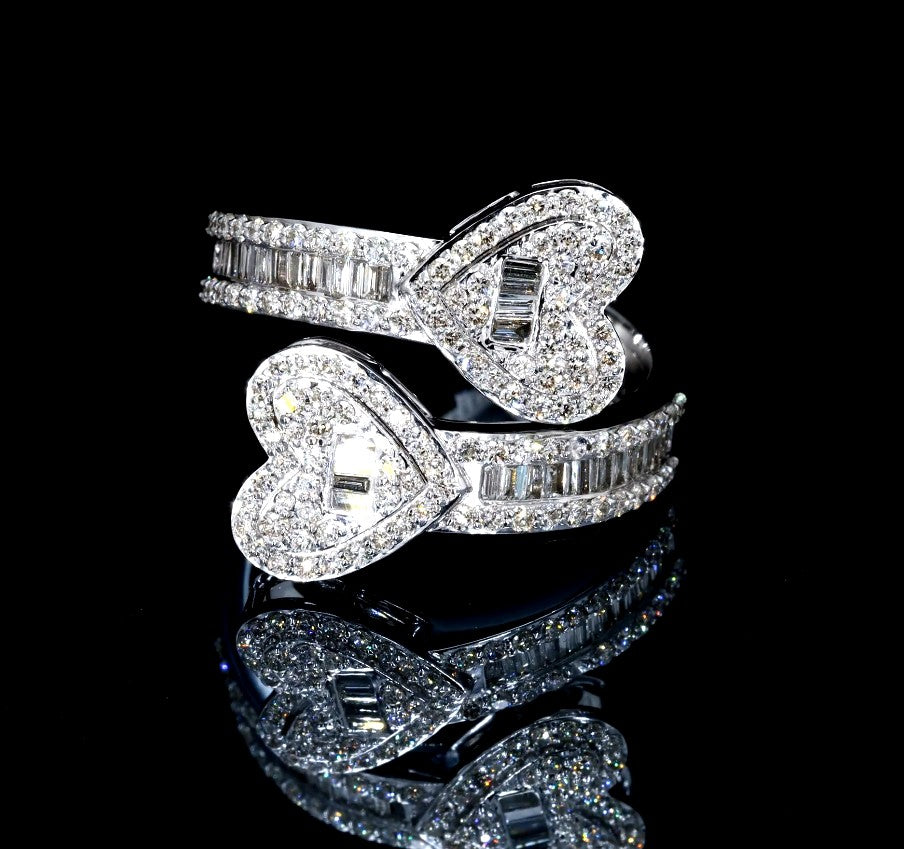 Diamond Hearts Wrap Ring