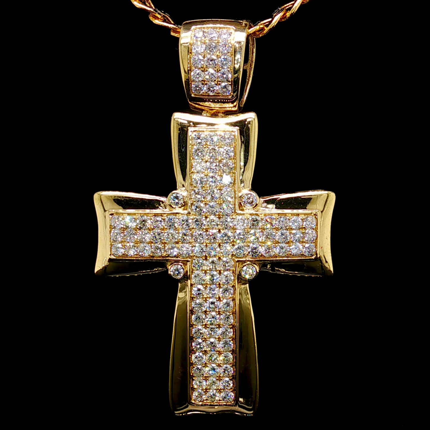 3 CTW Natural Diamond Cross Pendant in 14K Gold