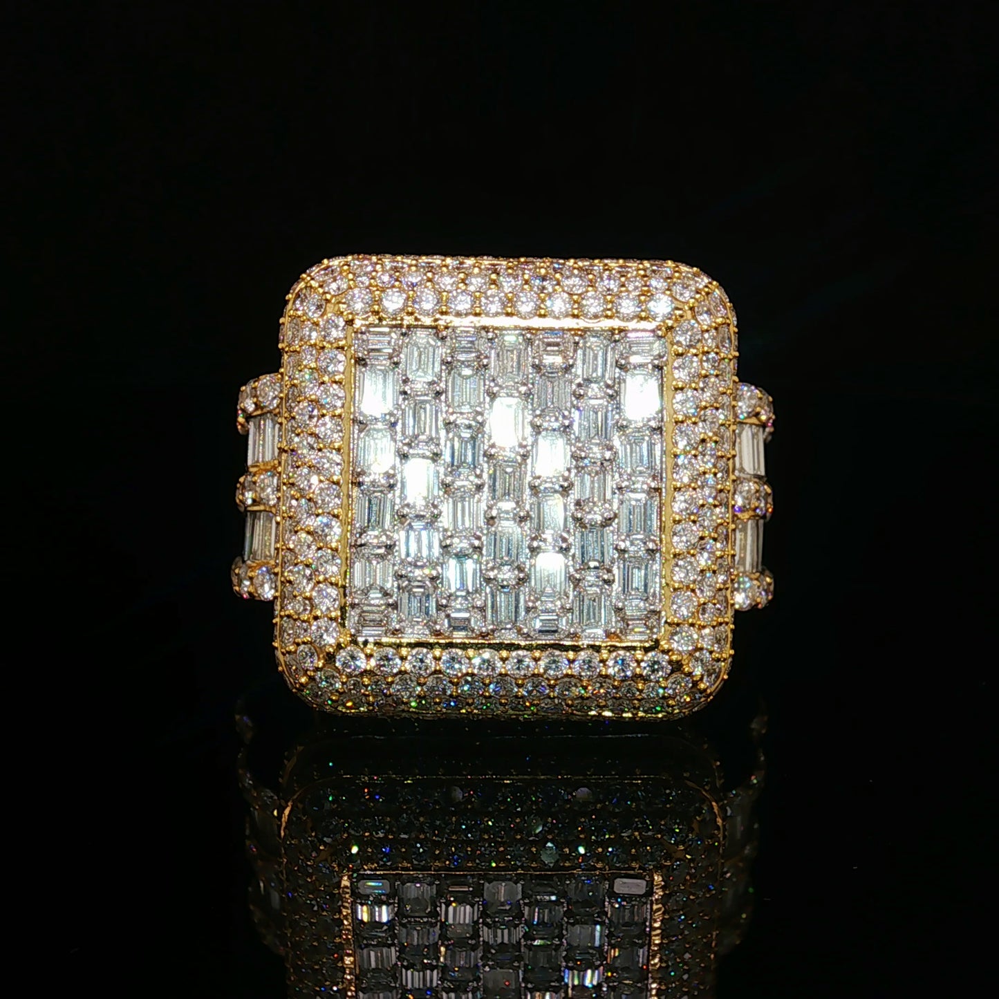 Diamond Mens Ring 14k Gold 8 CT Emerald Cut