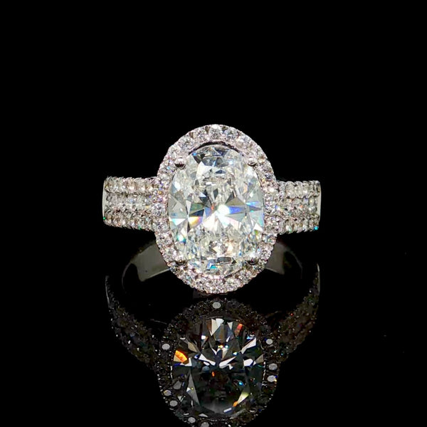 4.50CT Oval Diamond Halo Engagement Ring
