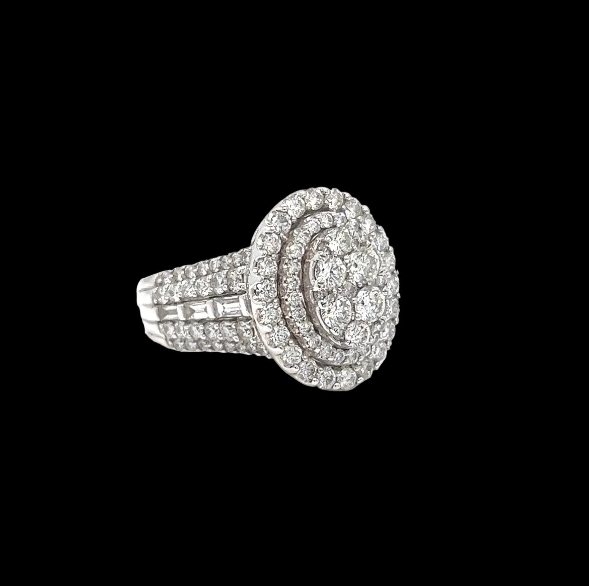 Double Halo Oval Engagement Diamond Ring