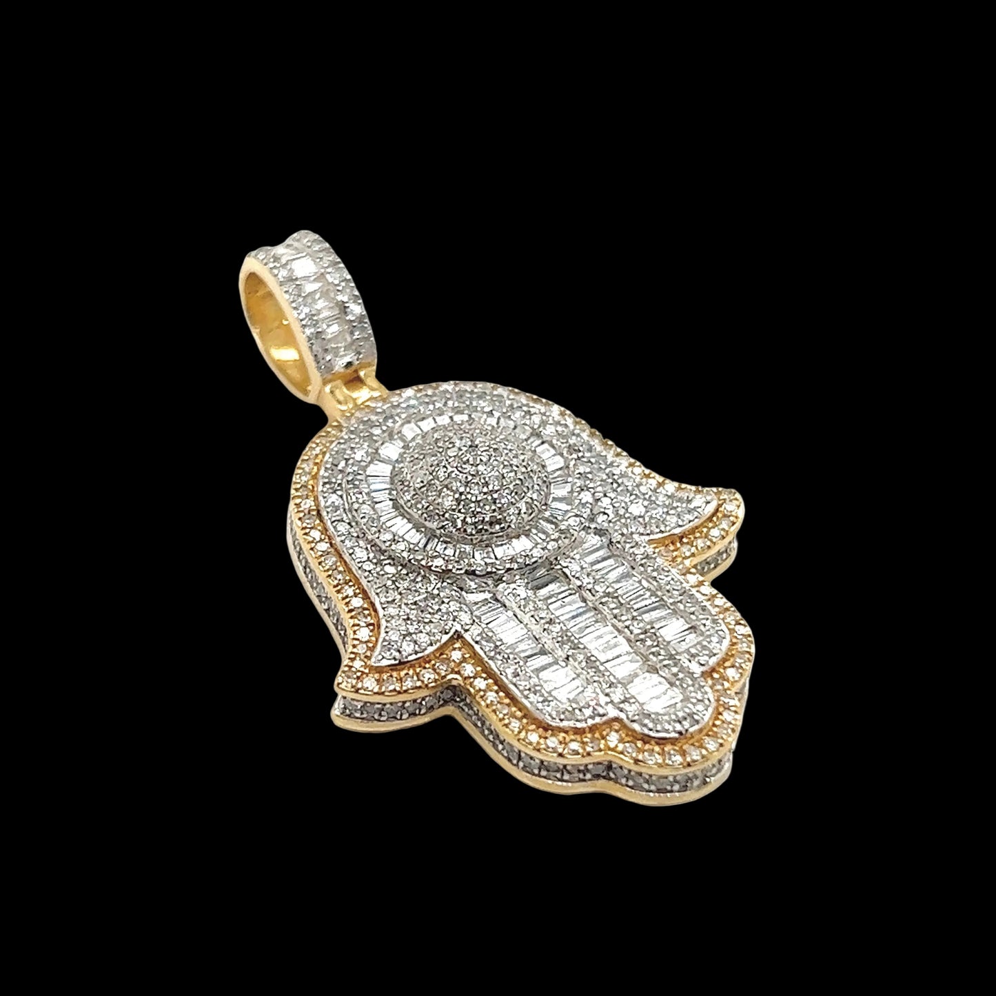 Two-Tone Gold and Diamond Hamsa Pendant