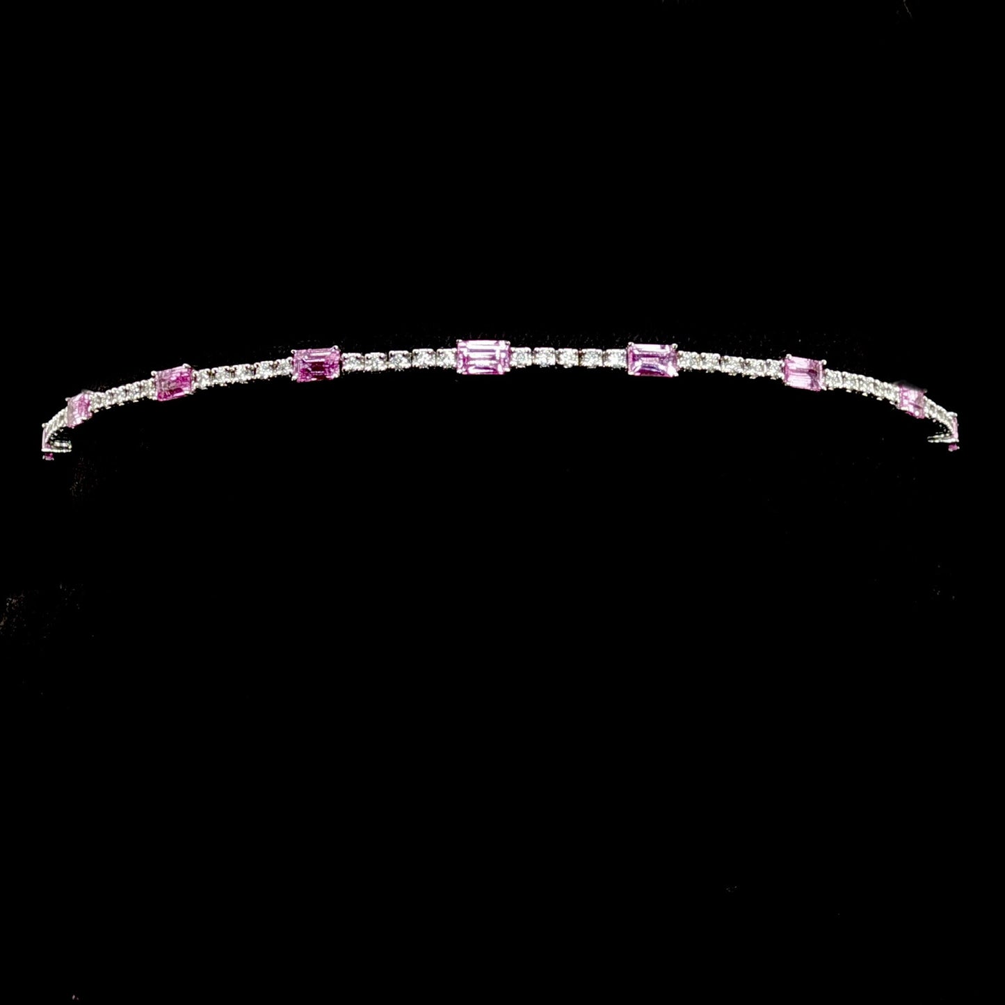 White Gold Diamond and Saphire Flexible Bangle