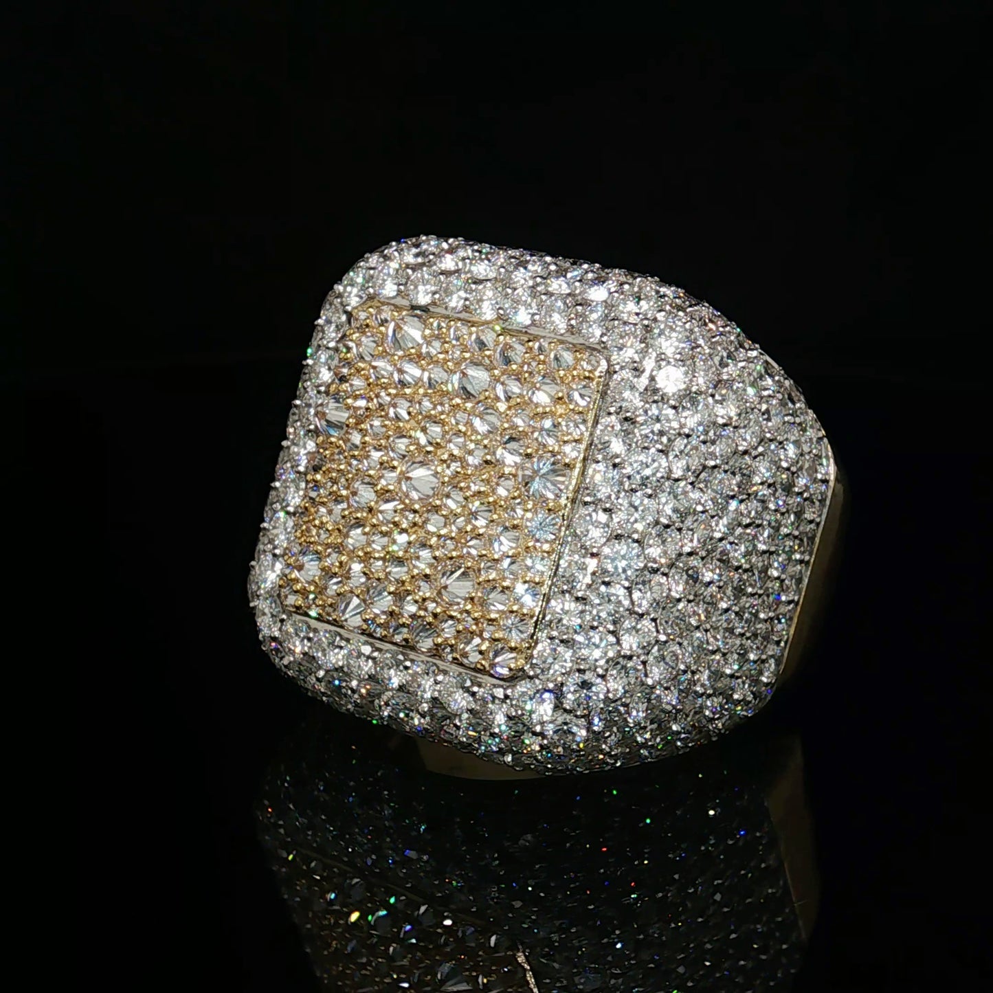 Diamond Mens Ring 10 CT Inverted 14k Gold