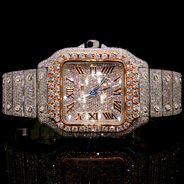 Diamond 19 CTW Cartier Santos Medium Two Tone Rose Gold