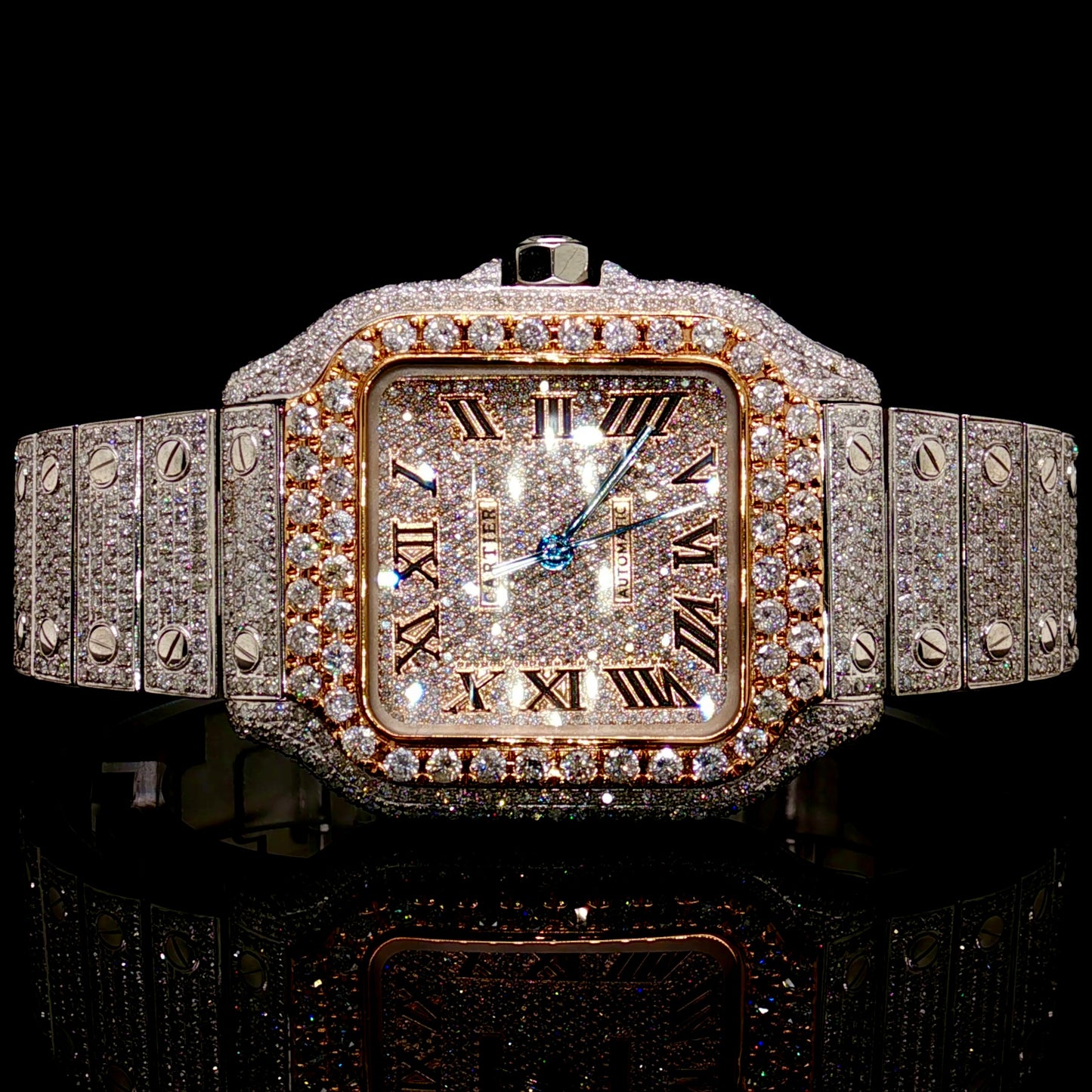 Diamond 19 CTW Cartier Santos Medium Two Tone Rose Gold