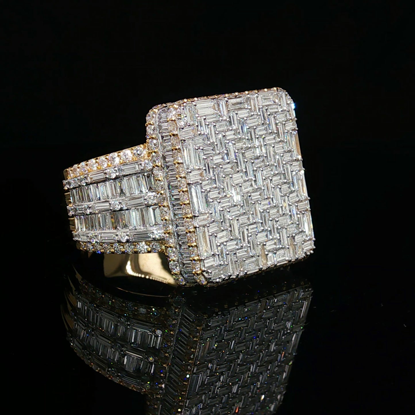 9 CT Baguette Diamond Mens Pinky Ring 10k Gold