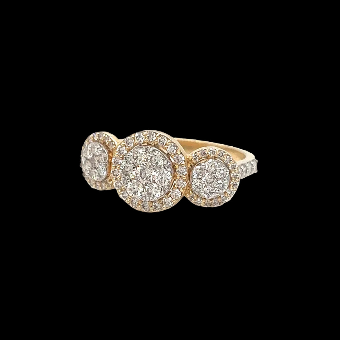 Three Halo Women Diamond Ring