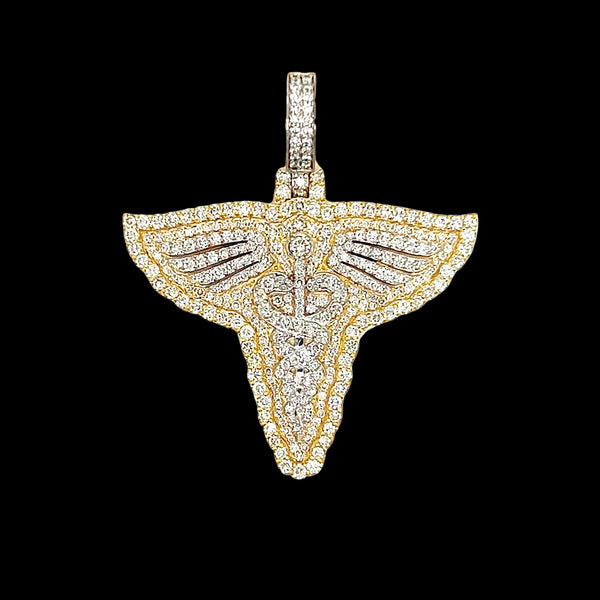 Caduceus Staff Diamond Pendant