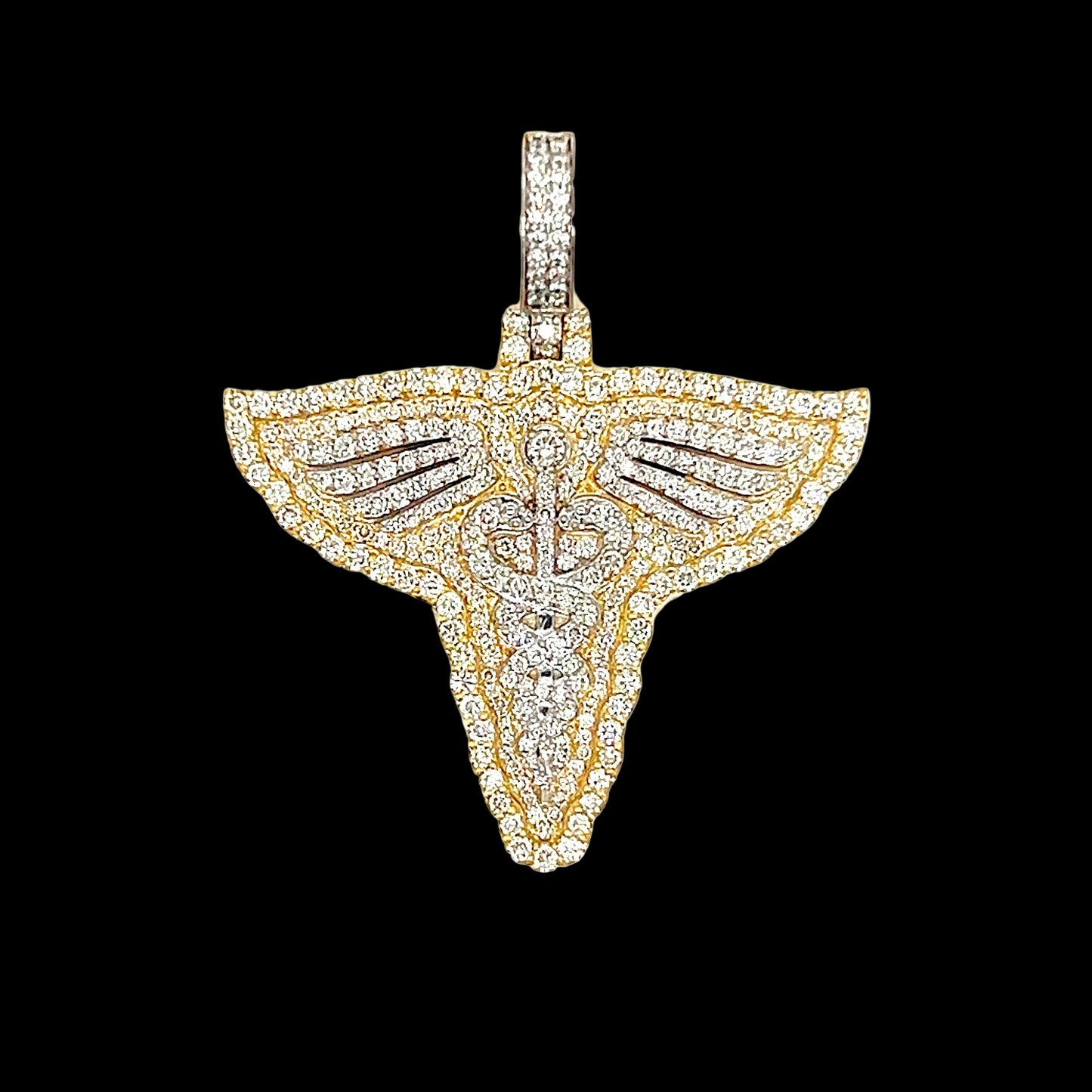 Caduceus Staff Diamond Pendant