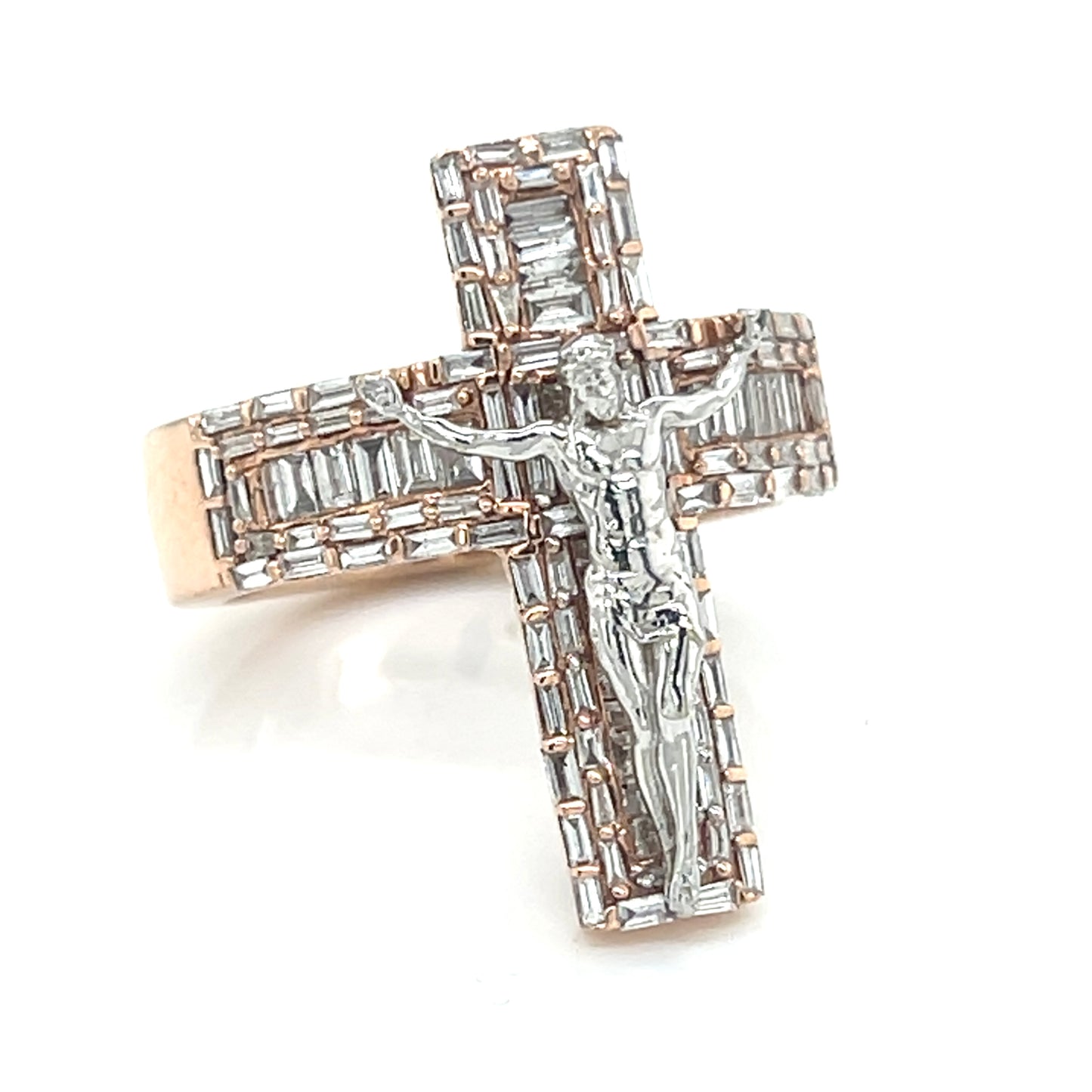 2 CT Diamond Crucifix Mens Ring 14k Gold