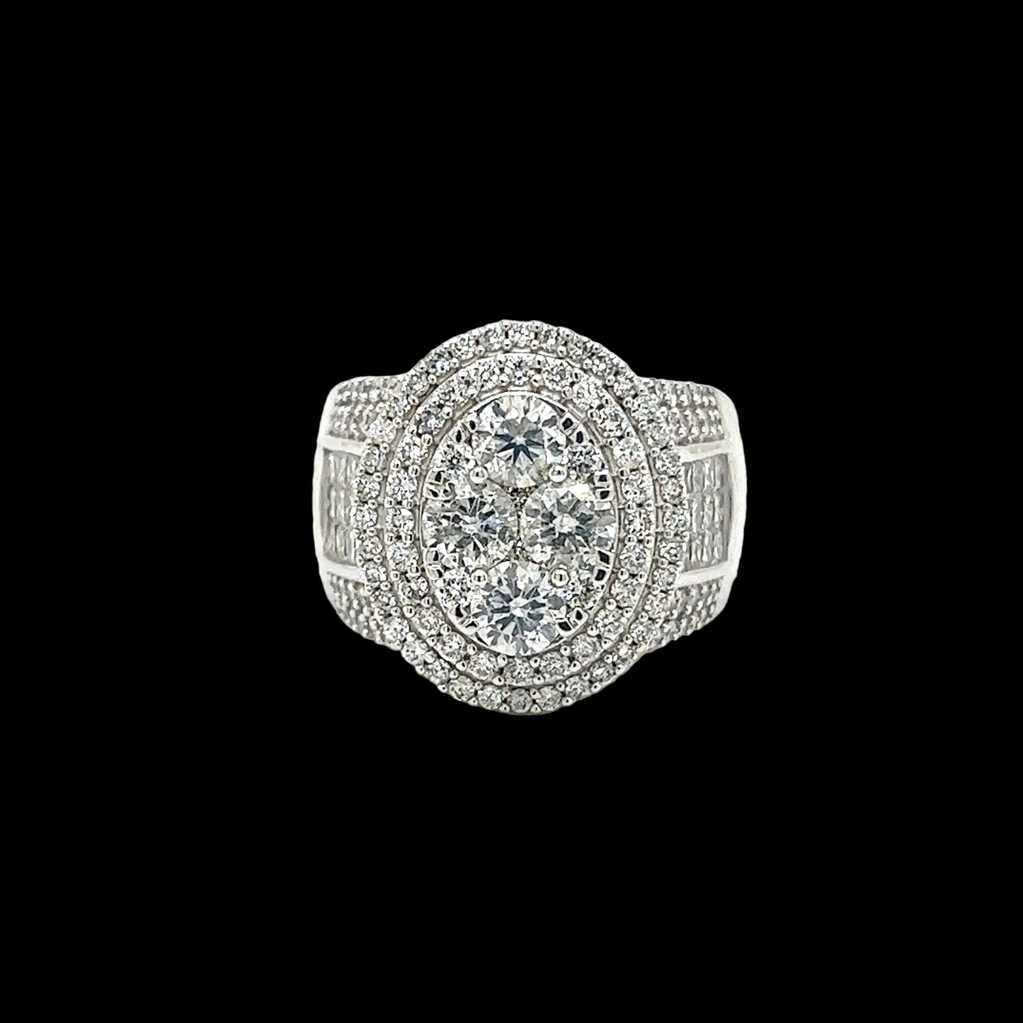 Round Brilliant and Princess Cut Double Halo Ring