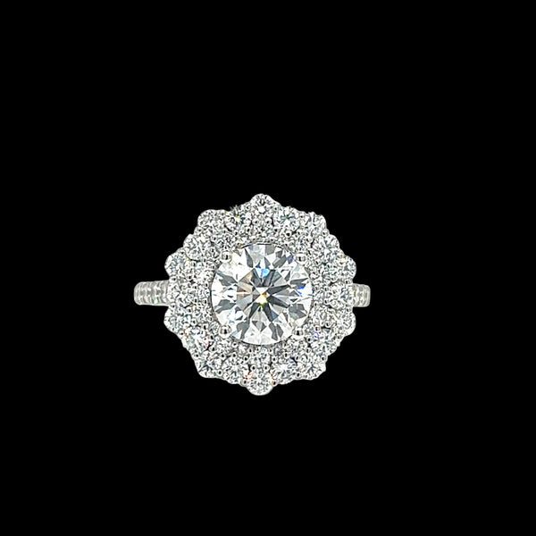 Round Brilliant-Cut Lab Diamond Flower Ring