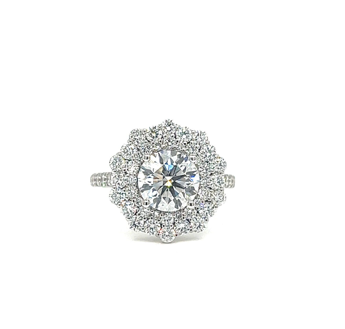 Round Brilliant-Cut Lab Diamond Flower Ring