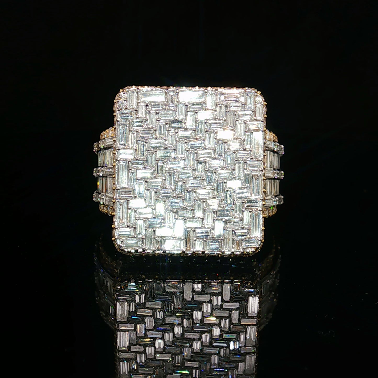 9 CT Baguette Diamond Mens Pinky Ring 10k Gold