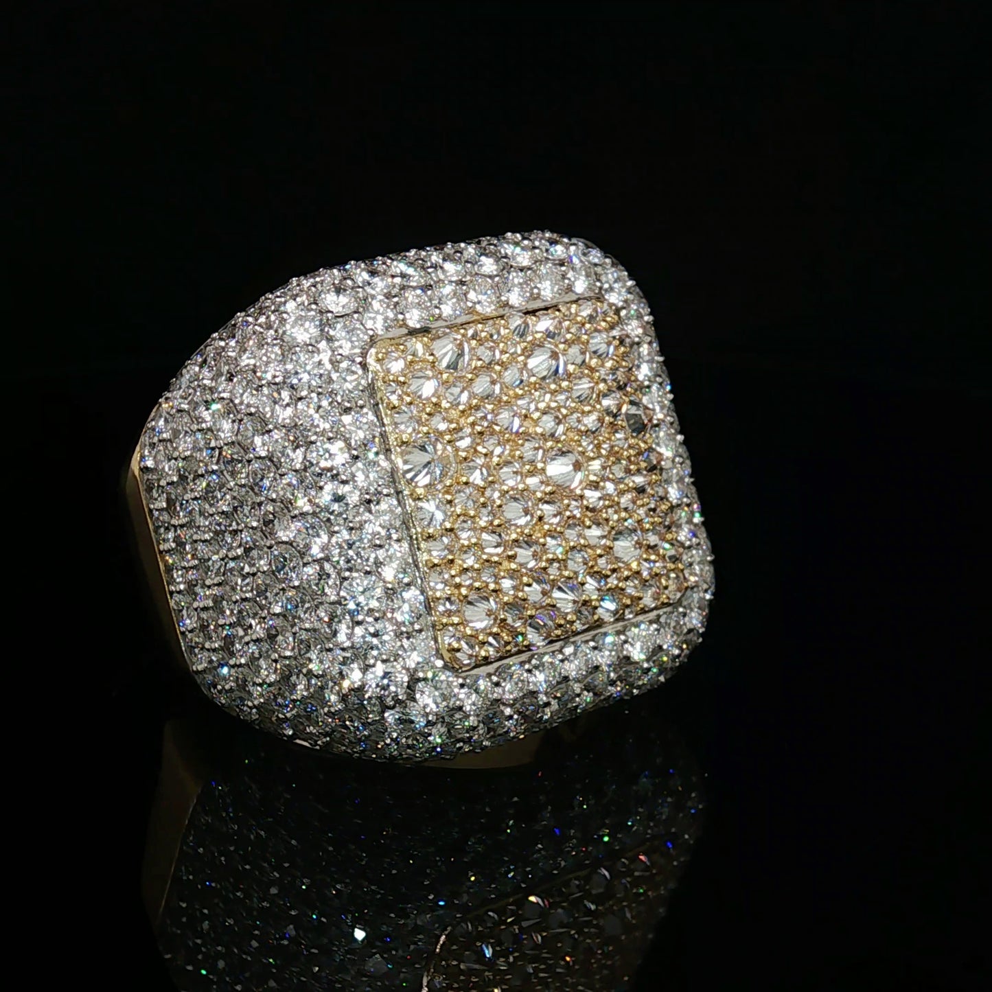 Diamond Mens Ring 10 CT Inverted 14k Gold