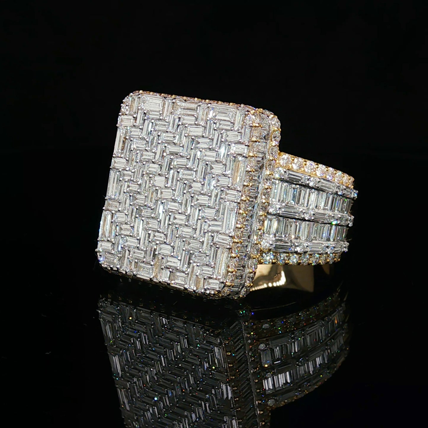 9 CT Baguette Diamond Mens Pinky Ring 10k Gold