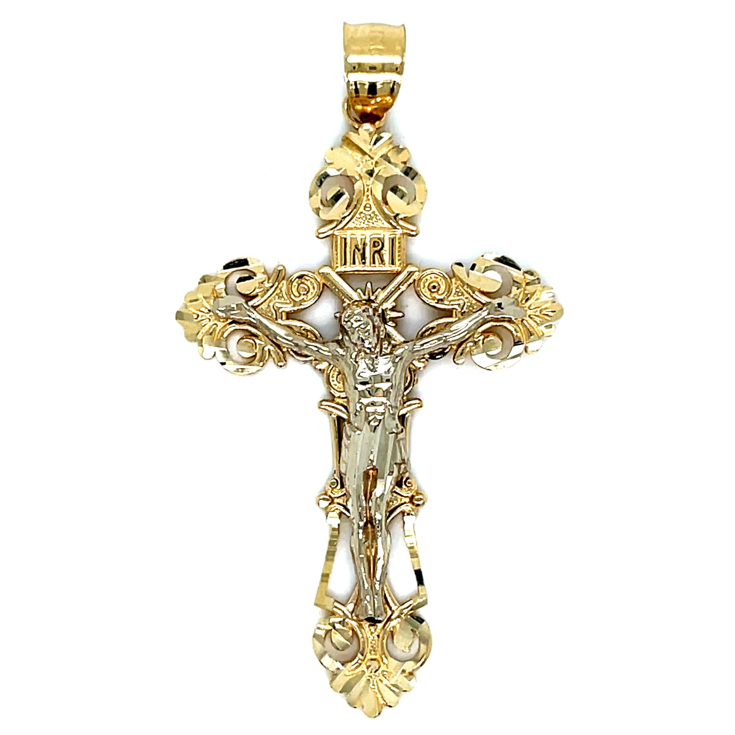Floral Crucifix in Solid 14KT Gold