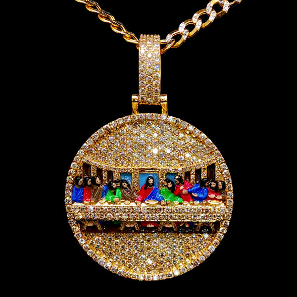Solid Last Supper Natural 5 CTW Diamond Pendant 10K Gold