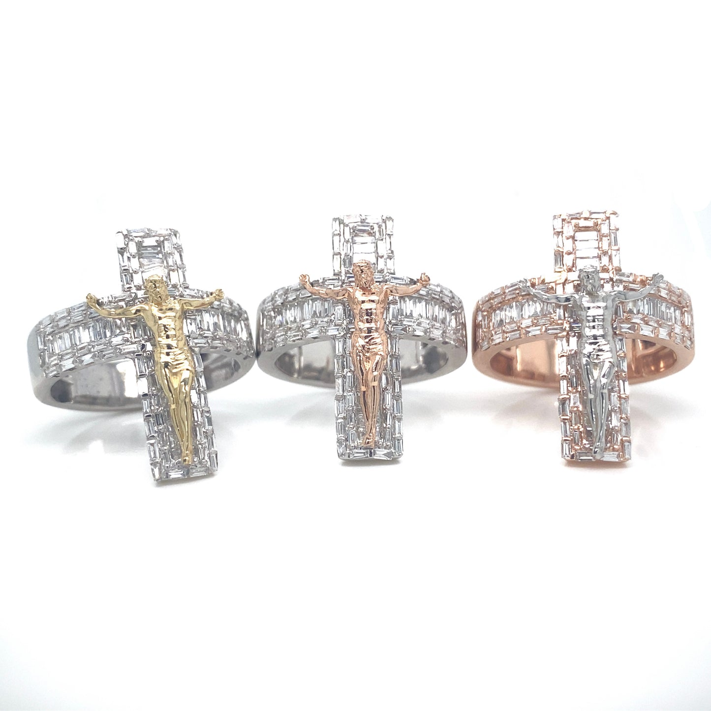 2 CT Diamond Crucifix Mens Ring 14k Gold