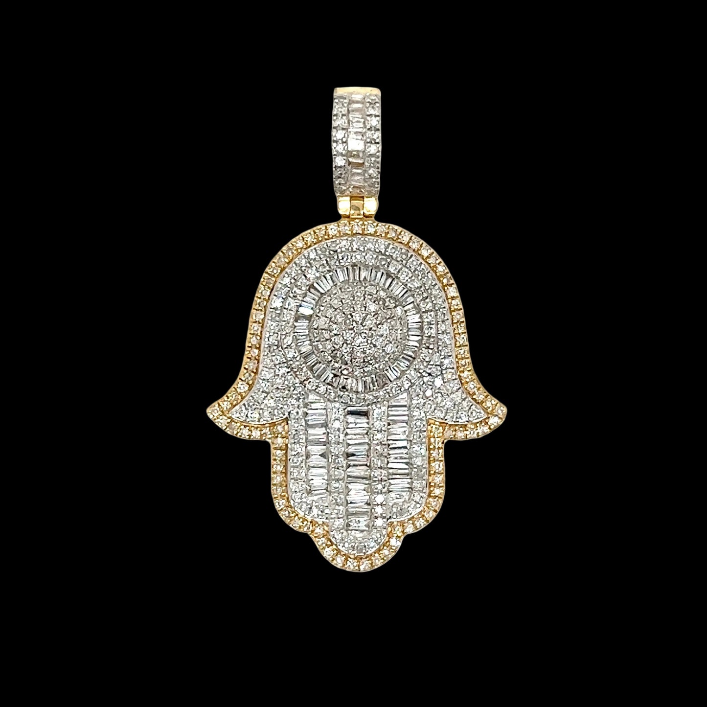 Two-Tone Gold and Diamond Hamsa Pendant