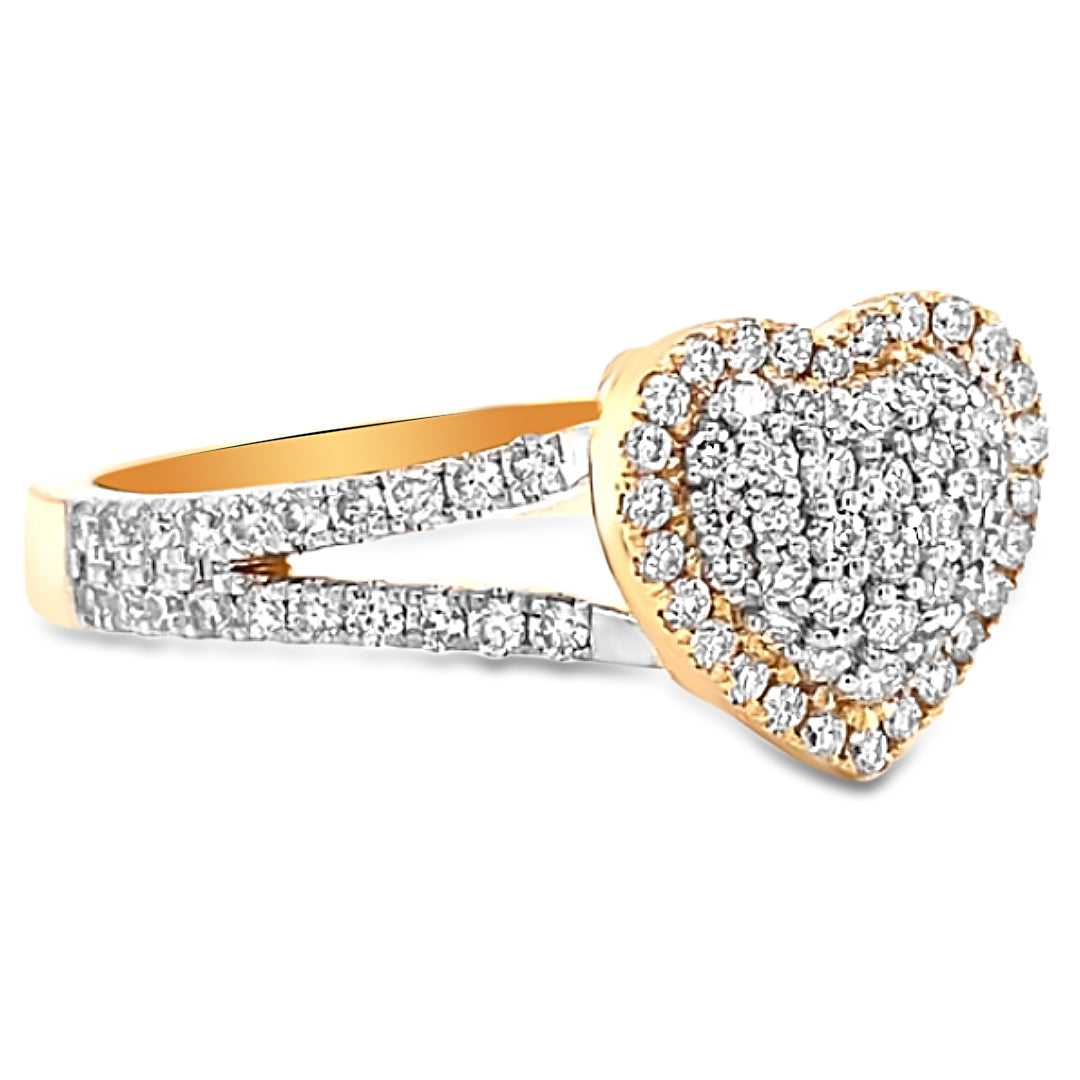 Yellow Gold 10k Gold Diamond Heart Ring The Diamond Heart Ring