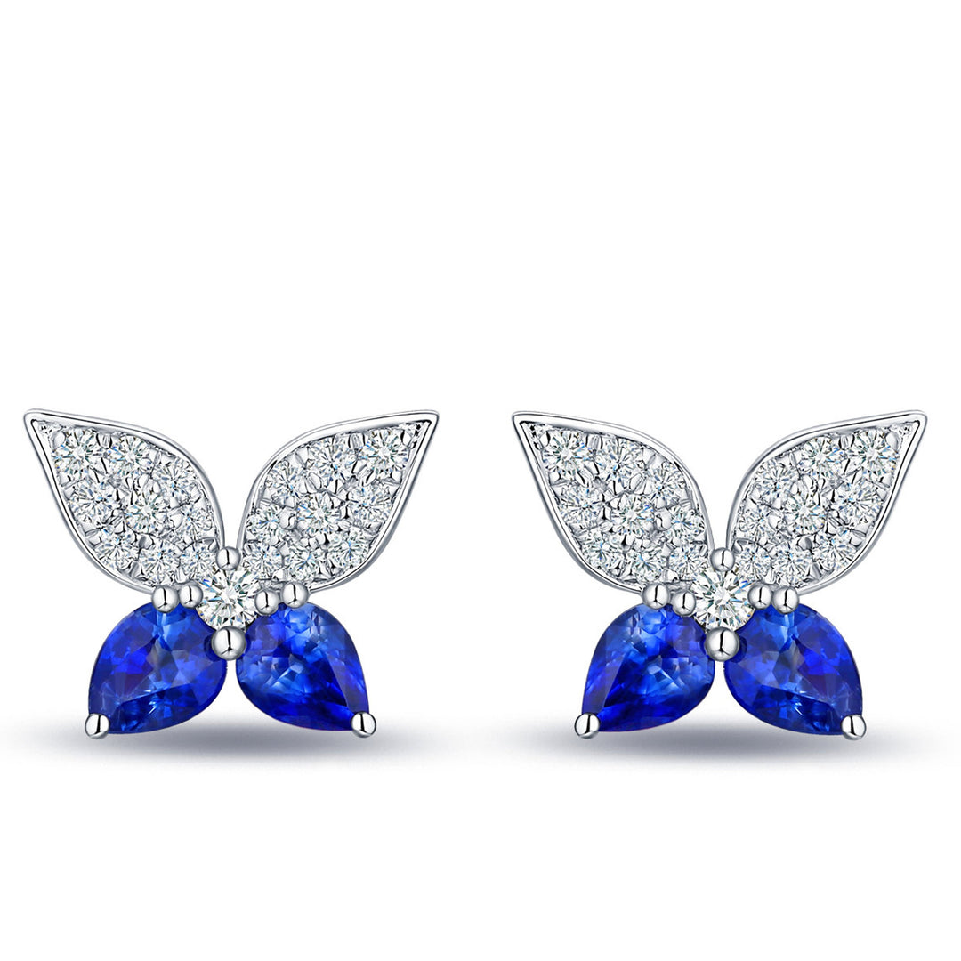 PEAR SHAPED TANZANITE AND DIAMOND BUTTERFLY EARRING