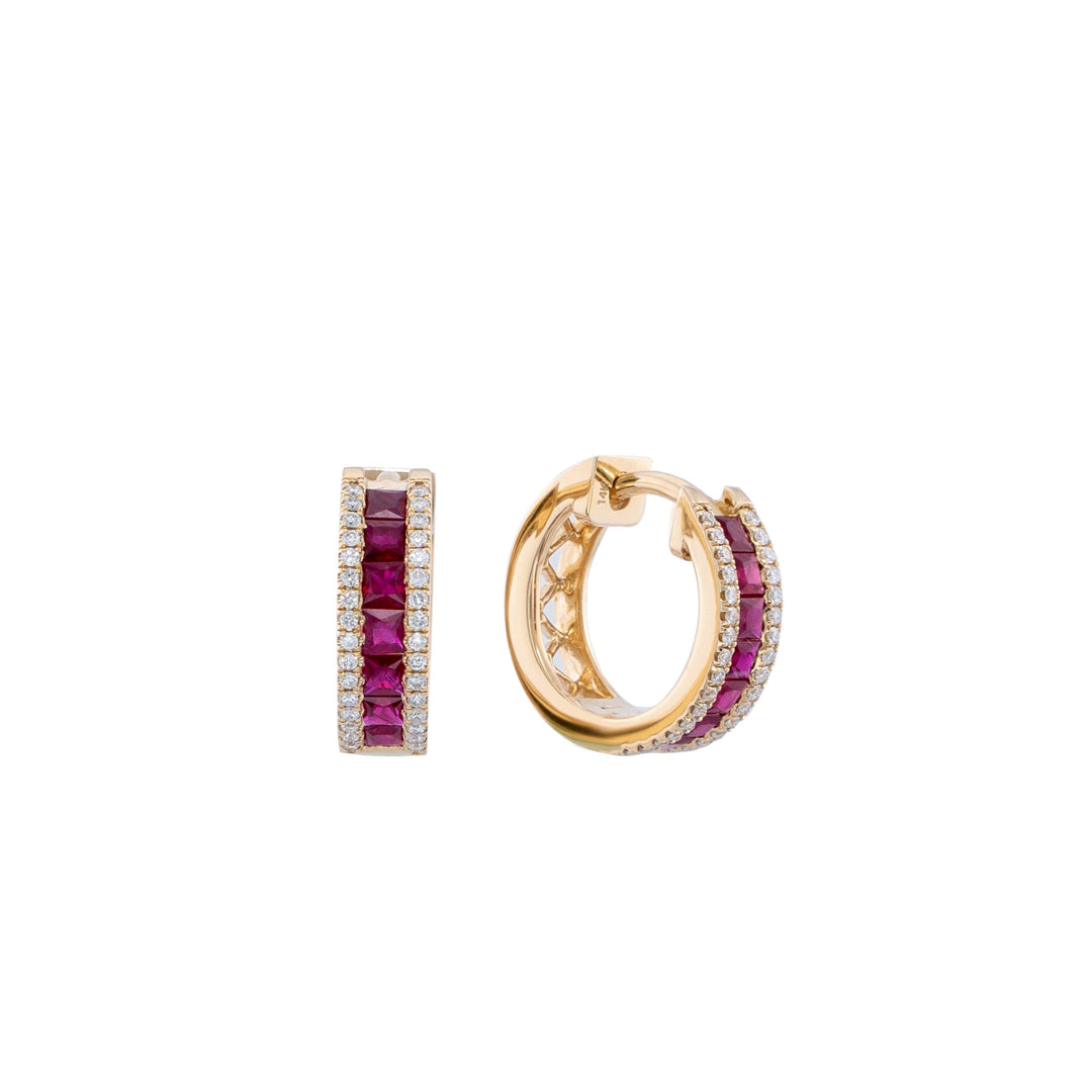 ROUND RUBY HOOPS EARRINGS
