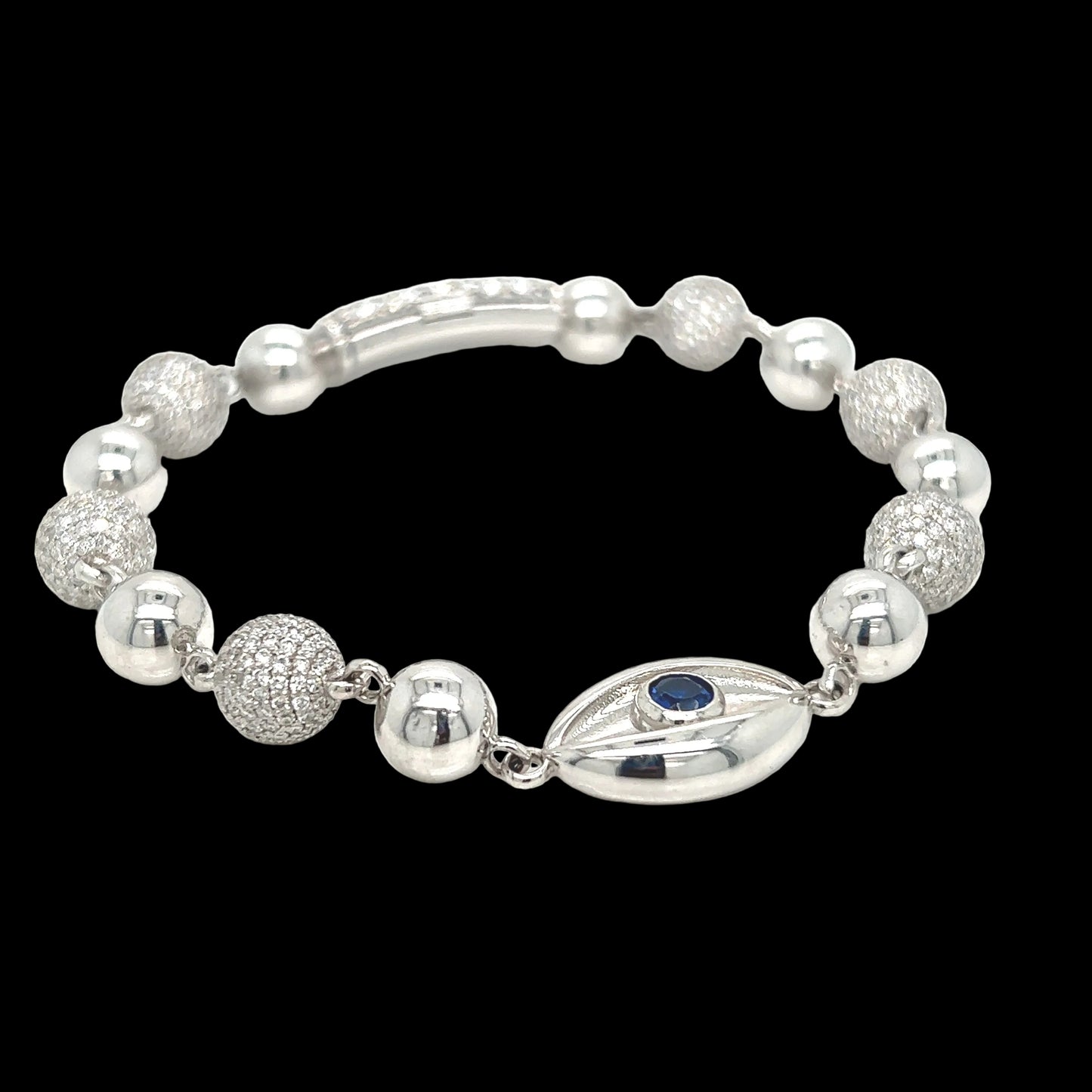 Diamond and Gold Evil Eye Bracelet White Gold 14k