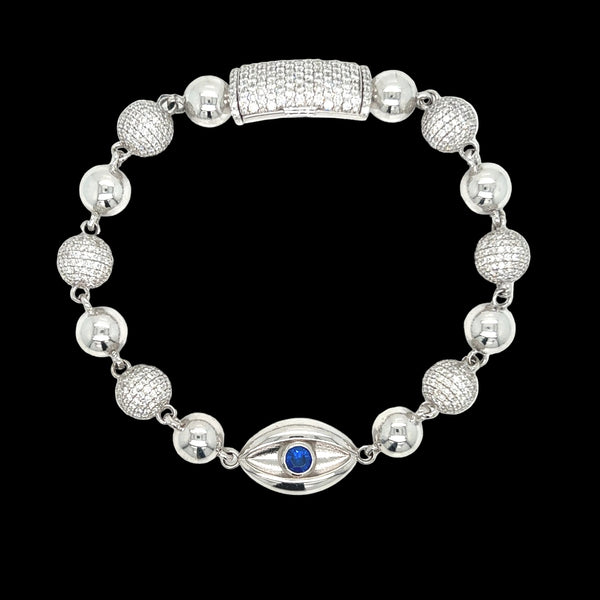 Diamond and Gold Evil Eye Bracelet White Gold 14k