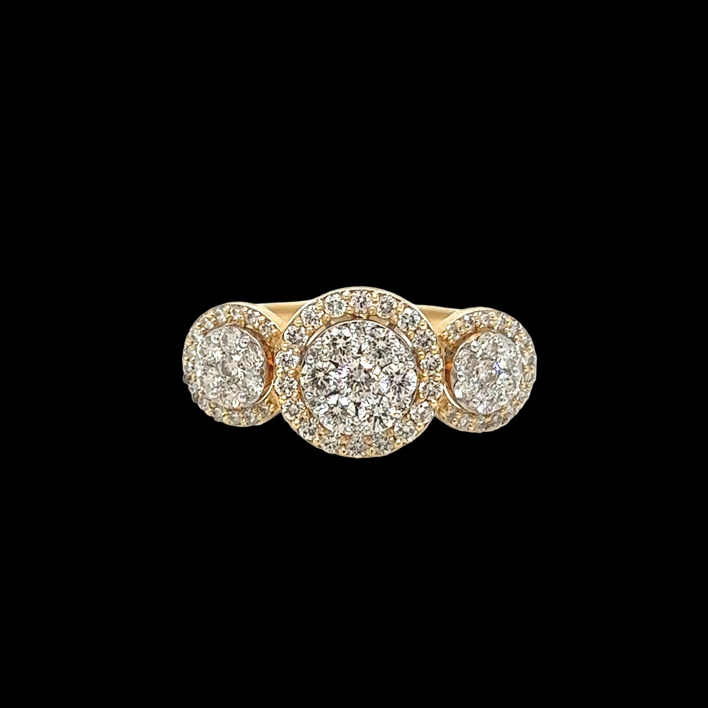 Three Halo Women Diamond Ring