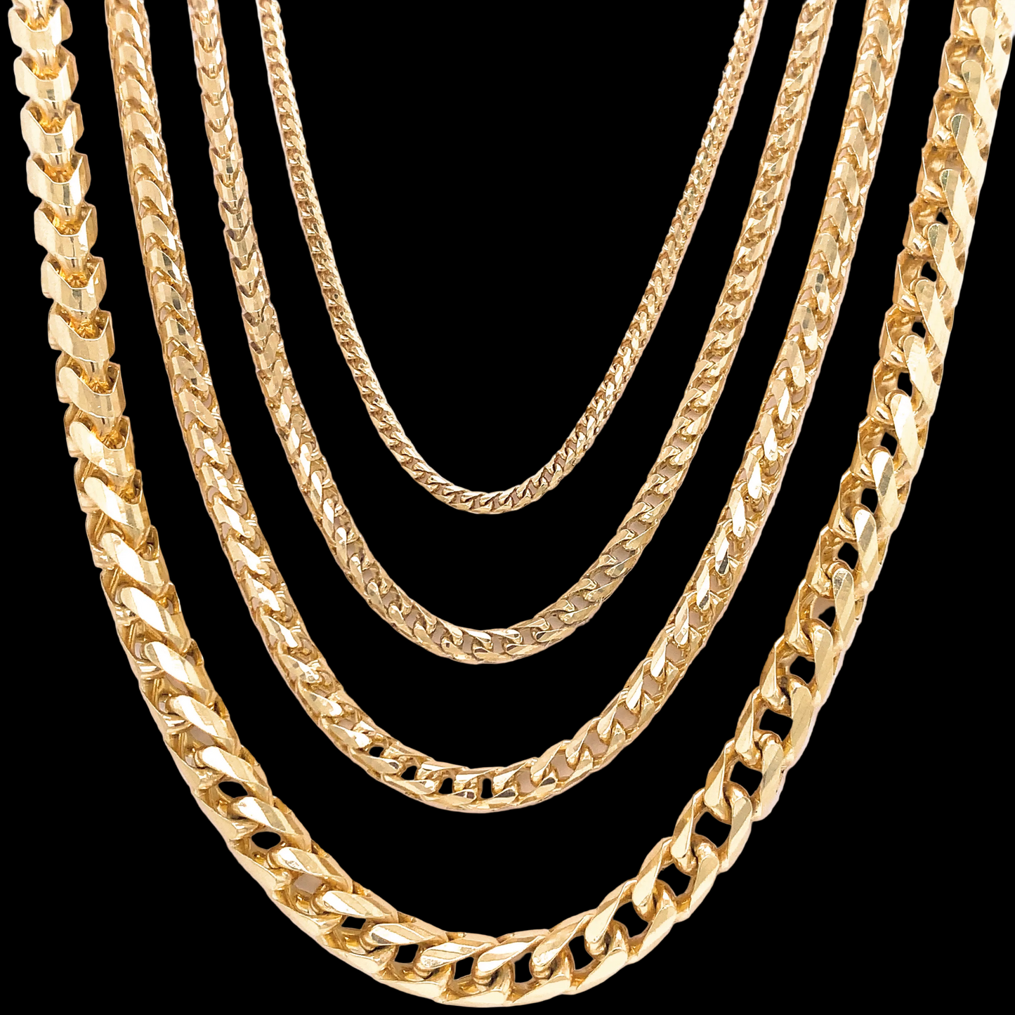 Solid 14k Gold Franco Chains