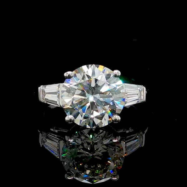 Round Brilliant with Tapered Baguette Engagement Ring
