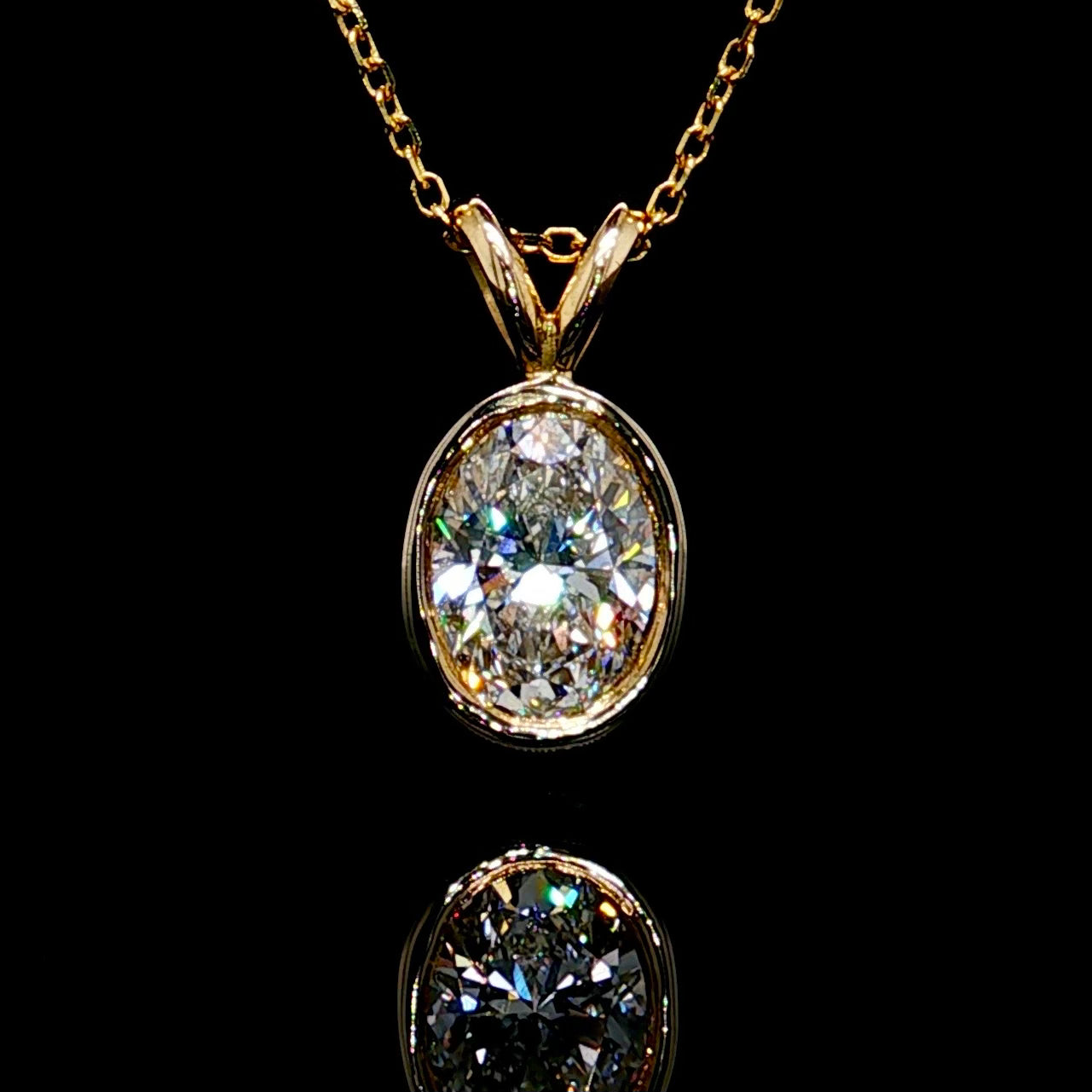 Oval Shape Diamond Pendant