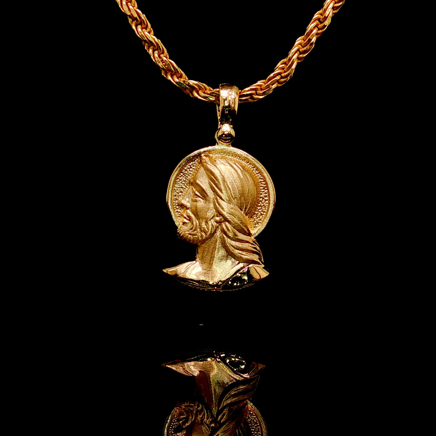 Solid 18KT Jesus Face Pendant