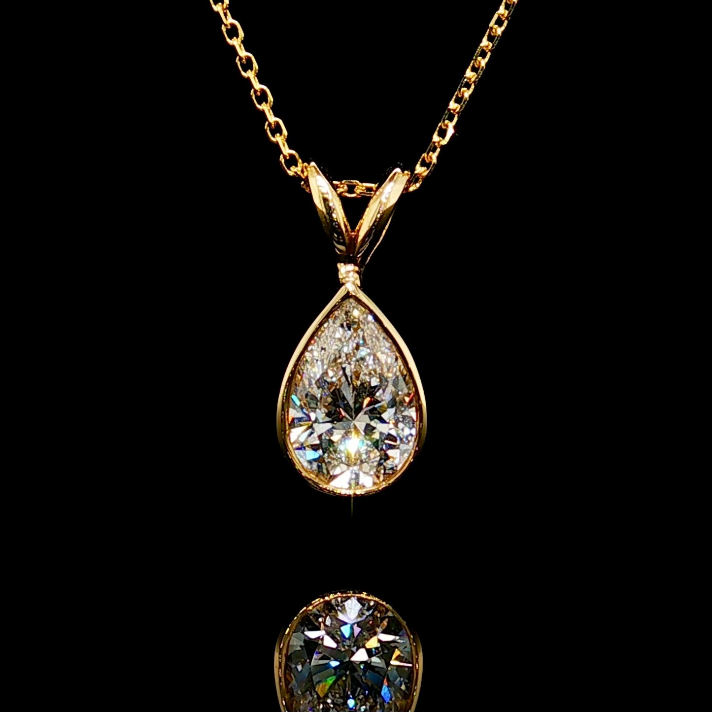 Pear Shape Diamond Pendant 14K Gold
