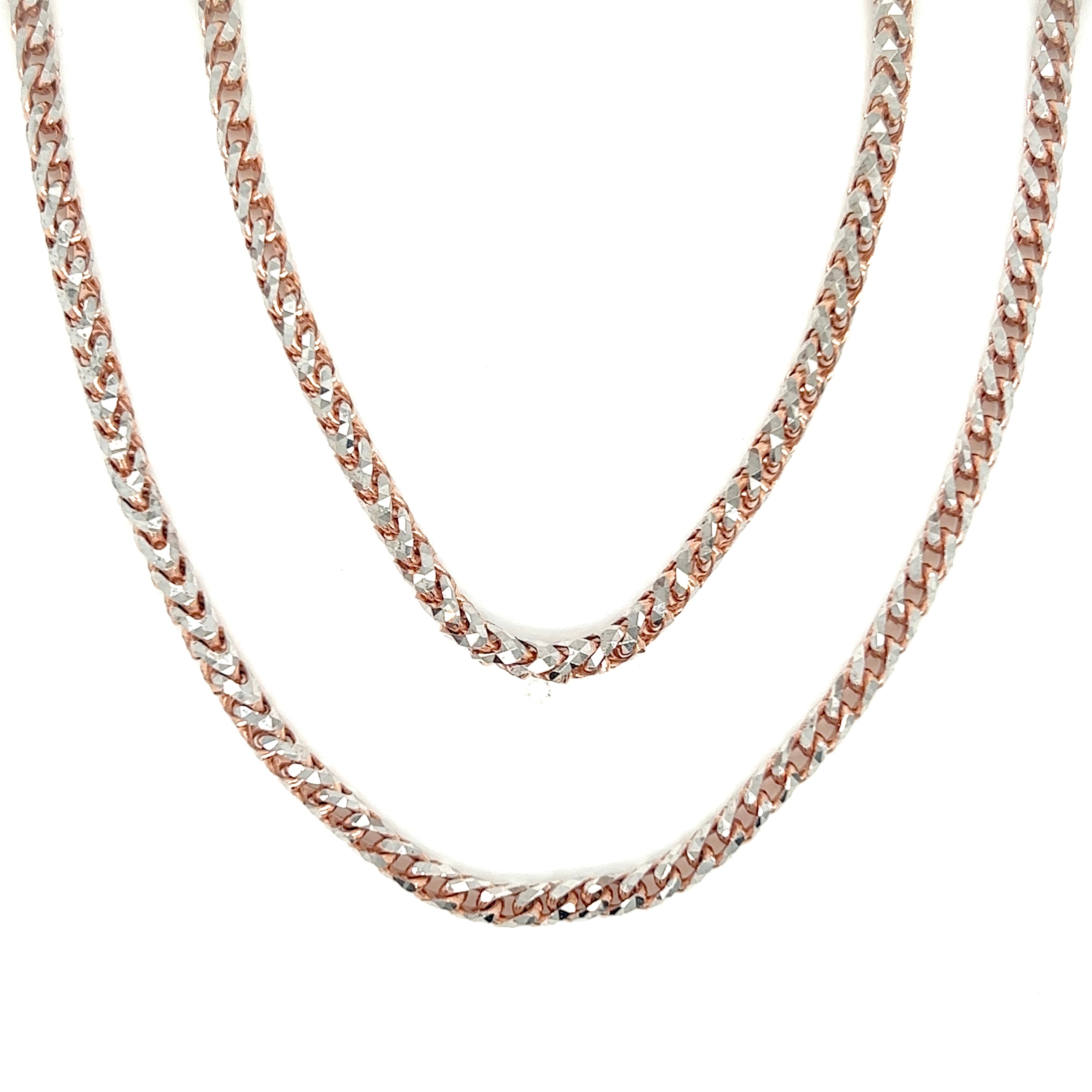 Rose Gold Mens Gold Chain 4mm 4MM 10K Diamond Cut Rope Chain Rose Gold