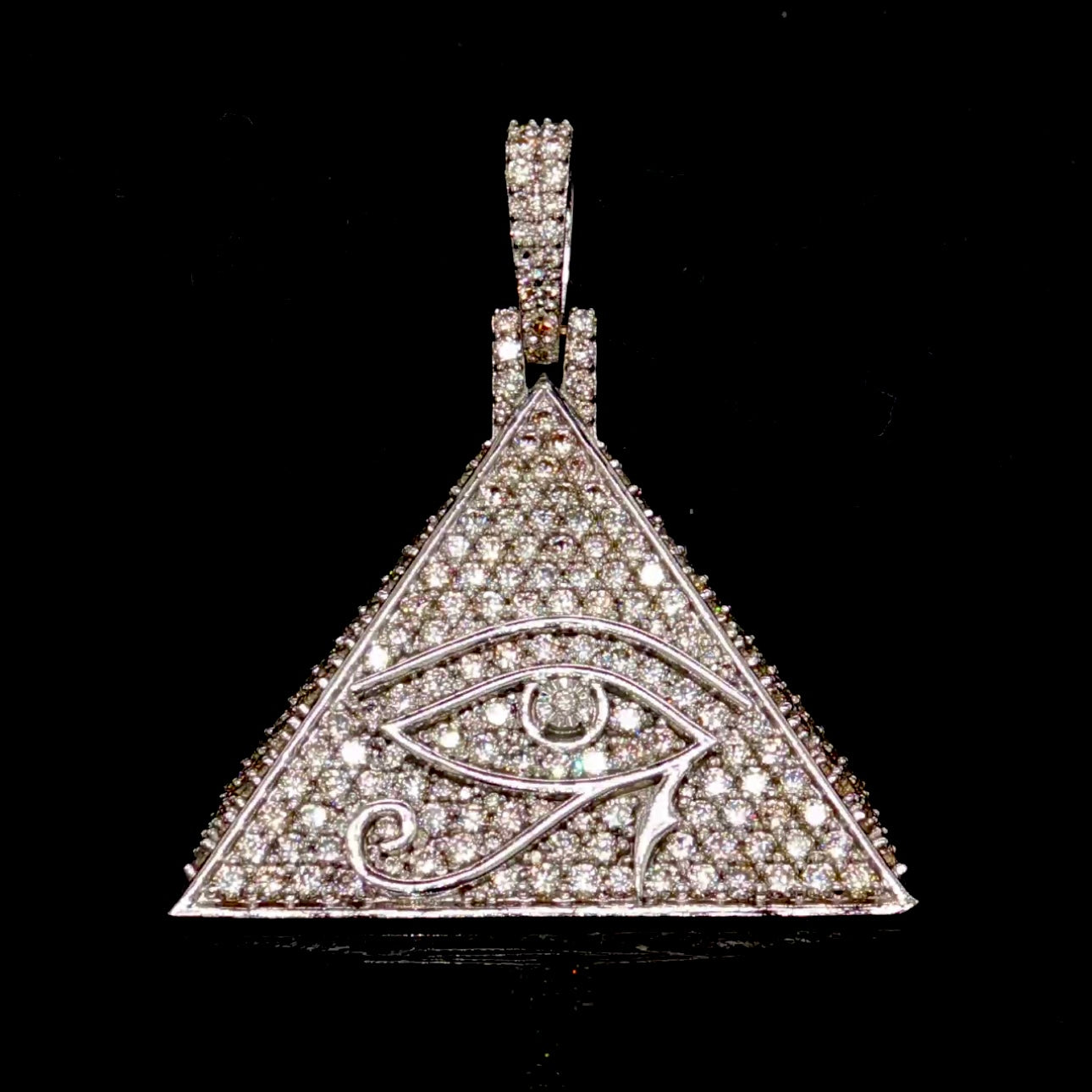 14K White Gold Diamond Eye of Horus Pendant