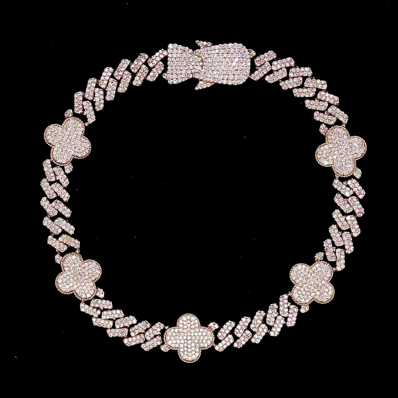 10KT White Gold Diamond Four Leaf Clover Bracelet