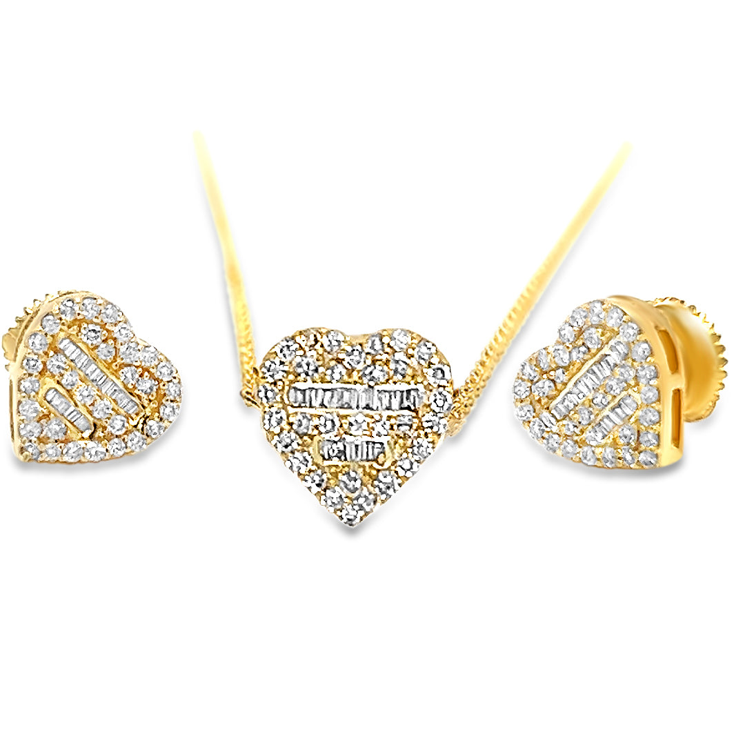 Diamond heart earrings and necklace set hotsell