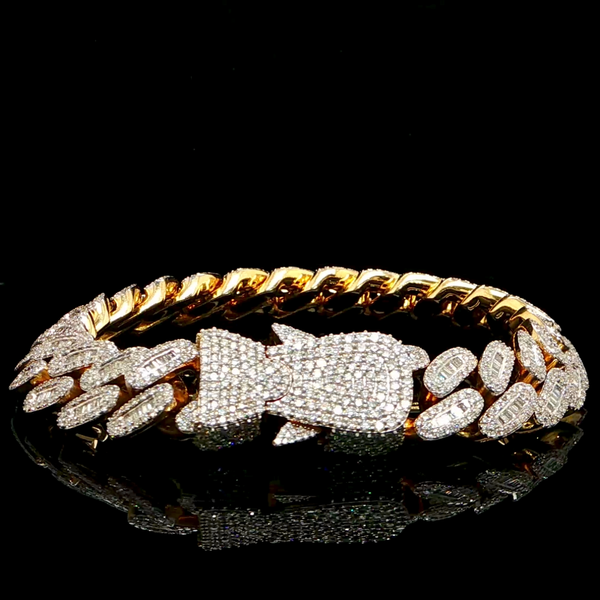 12.5MM Baguette Diamond Cuban Bracelet
